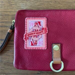 Red Leather Women's Bag with Queen of Hearts Patch